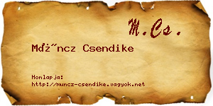 Müncz Csendike névjegykártya